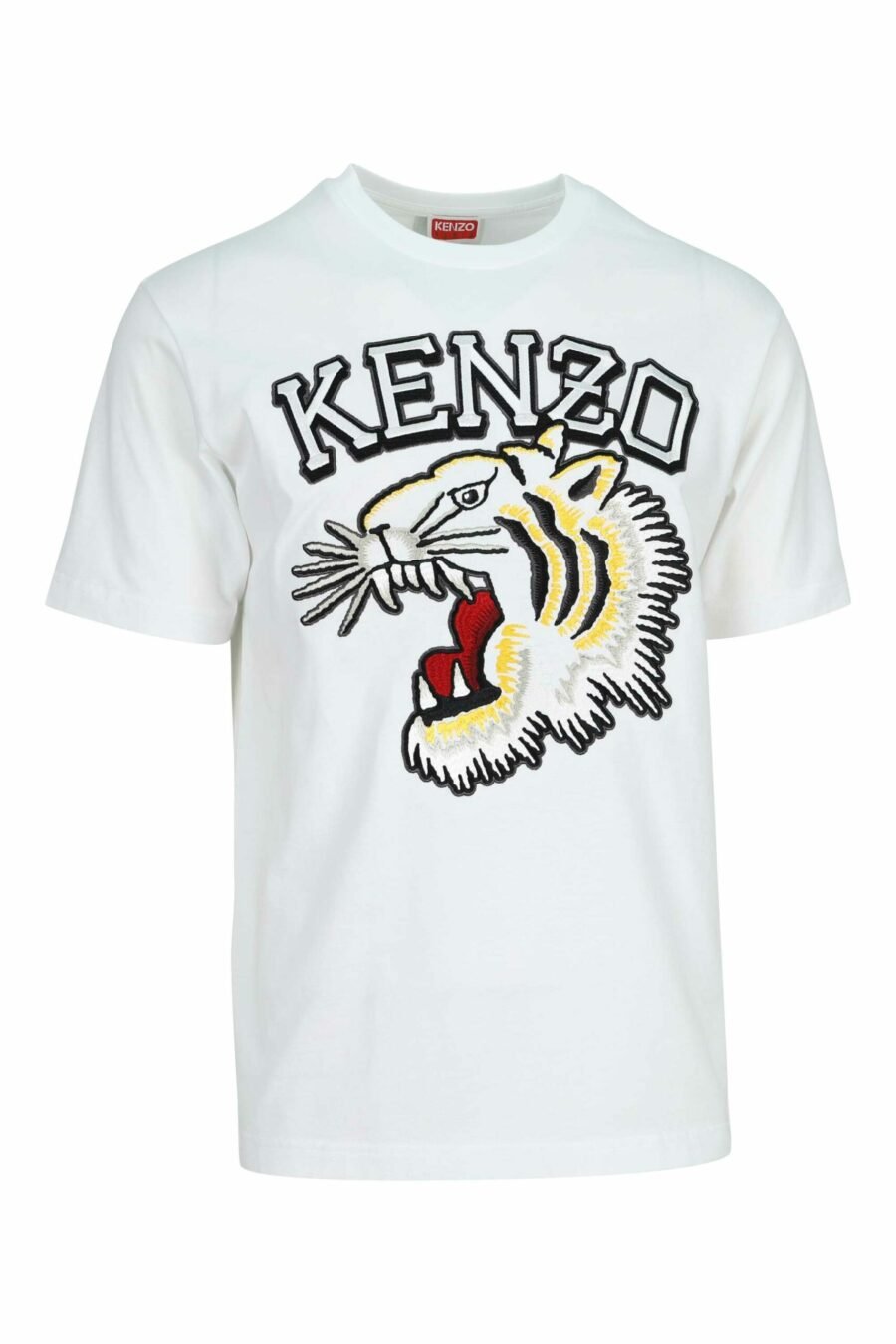 White T-shirt with multicoloured tiger maxilogo - 3612230625136 scaled