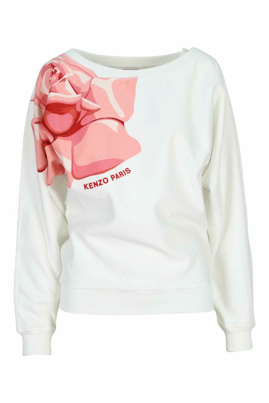 Weißes Sweatshirt mit "kenzo rose" Maxilogo an der Seite - 3612230632318 skaliert