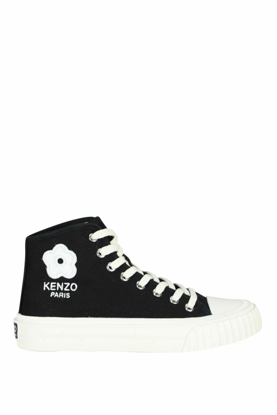 Zapatillas negras altas "kenzo foxy" con logo "boke flower" blanco - 3612230639515 scaled