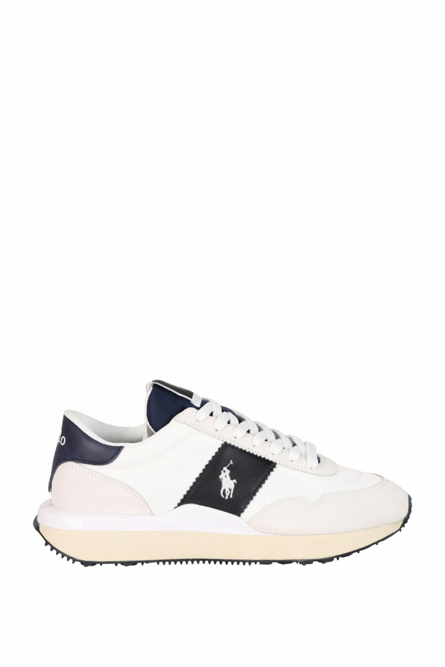 Trainers white and blue detail "train" with white "polo" minilogue - 3616535114890 scaled
