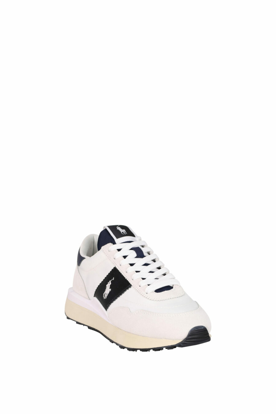 White trainers with blue "train" detail and white "polo" minilogue - 3616535114890 1 scaled