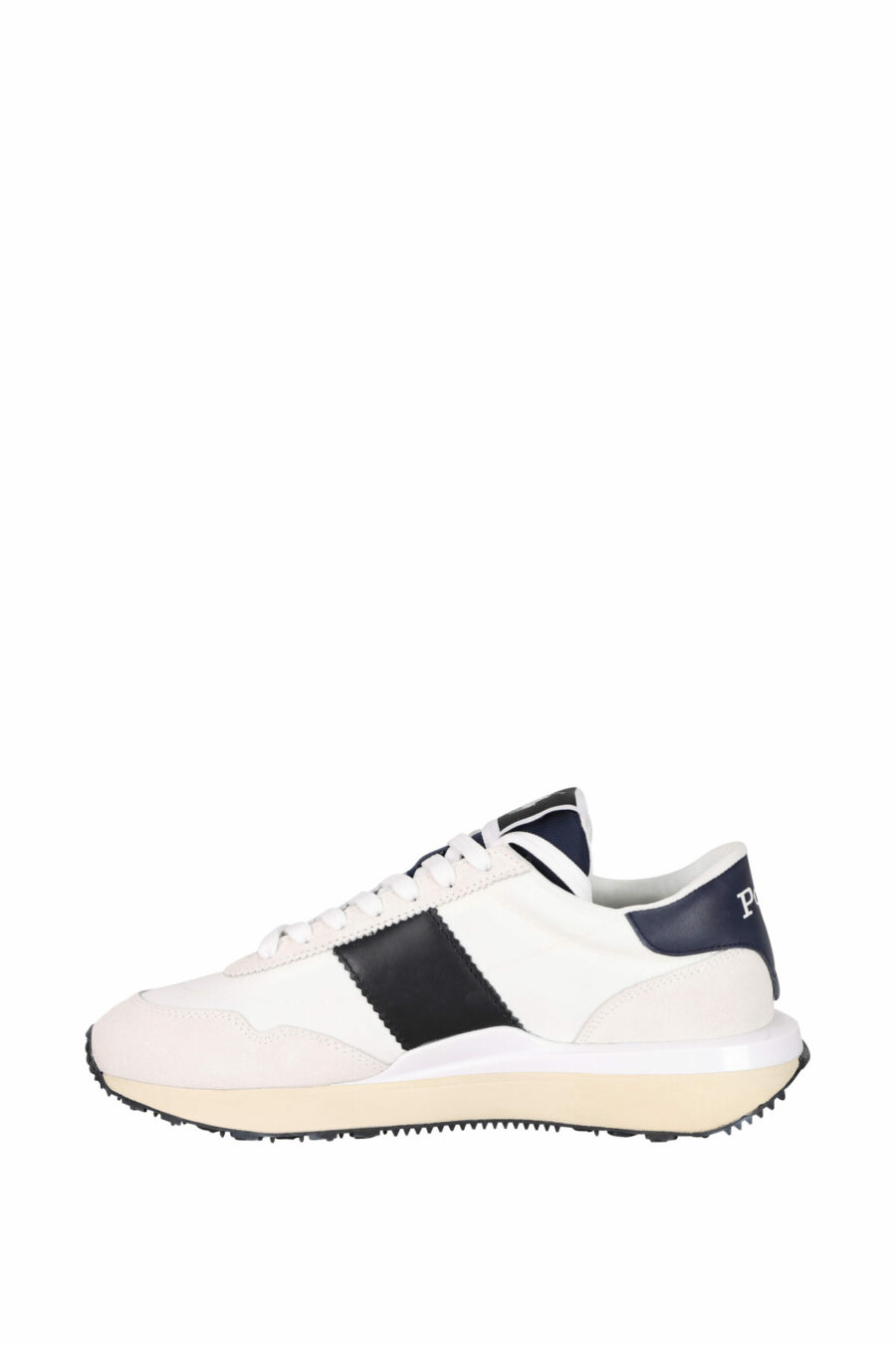 White trainers with blue "train" detail and white "polo" minilogue - 3616535114890 2 scaled