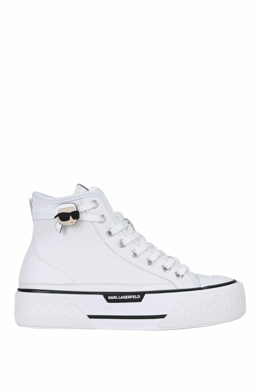 White leather high top trainers with white sole and "karl" logo - 5059529322974 scaled