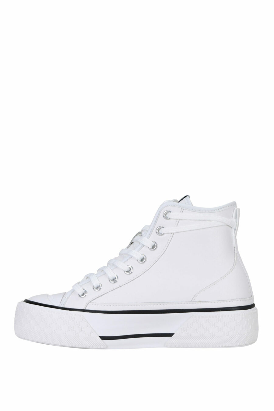 White leather high top trainers with white sole and "karl" logo - 5059529322974 2 scaled
