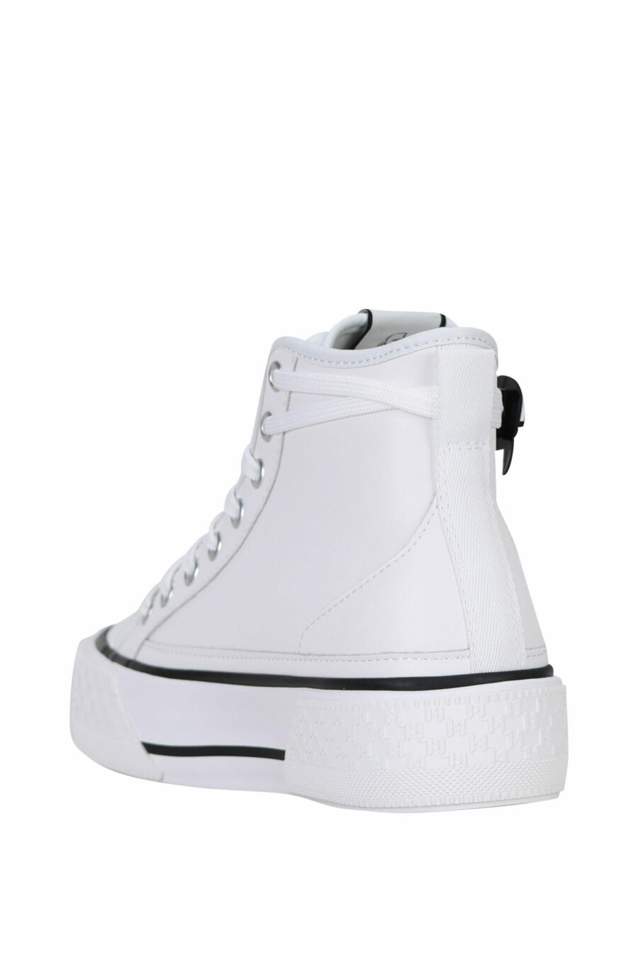 White leather high top trainers with white sole and "karl" logo - 5059529322974 3 scaled