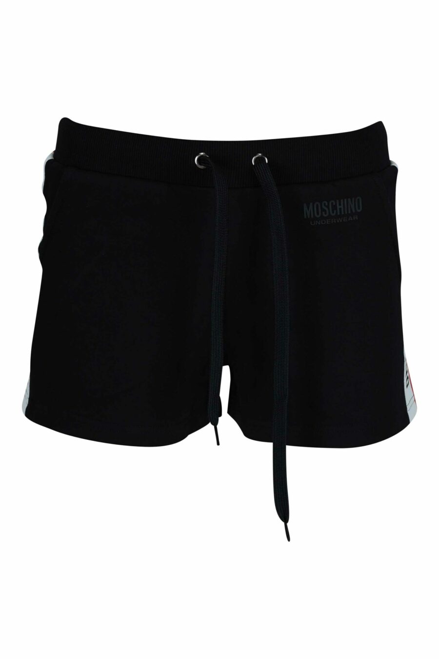 Black shorts with black ribbon logo with red side details - 667113353623 scaled