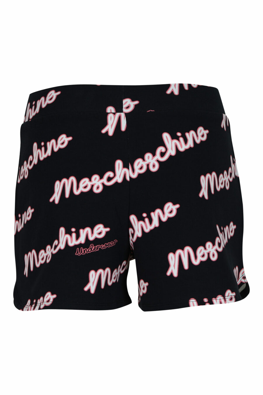Black shorts with "all over logo moschino" fuchsia - 667113355603 1 scaled