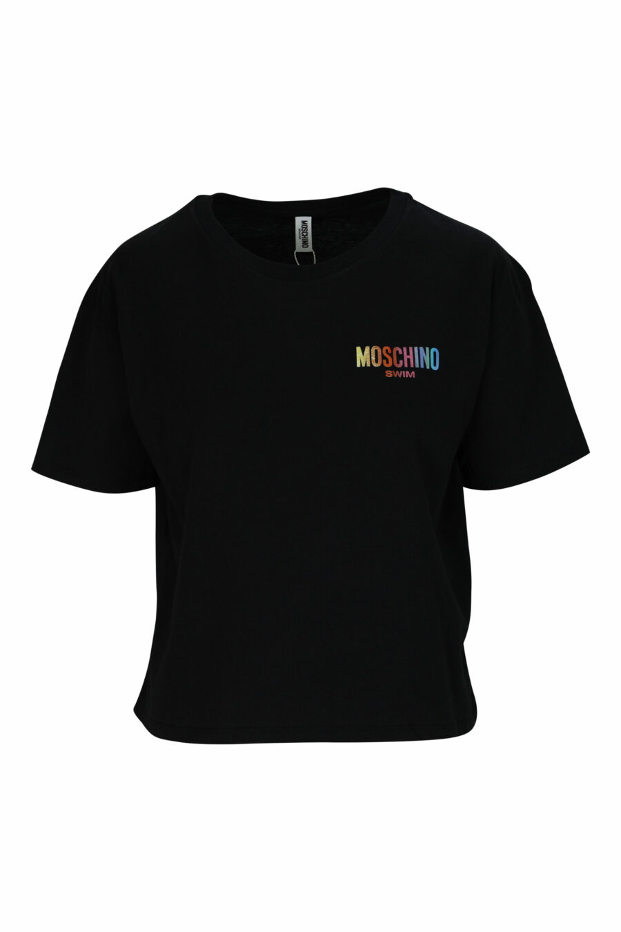 T-shirt preta de grandes dimensões com mini-logotipo multicolorido - 667113355894 scaled
