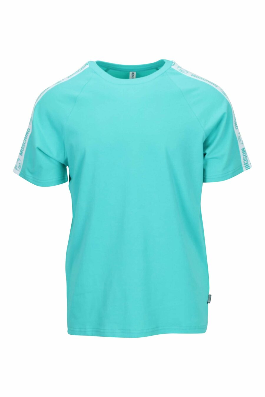 T-shirt azul água-marinha com o logótipo do urso "underbear" na faixa do ombro - 667113602400 scaled