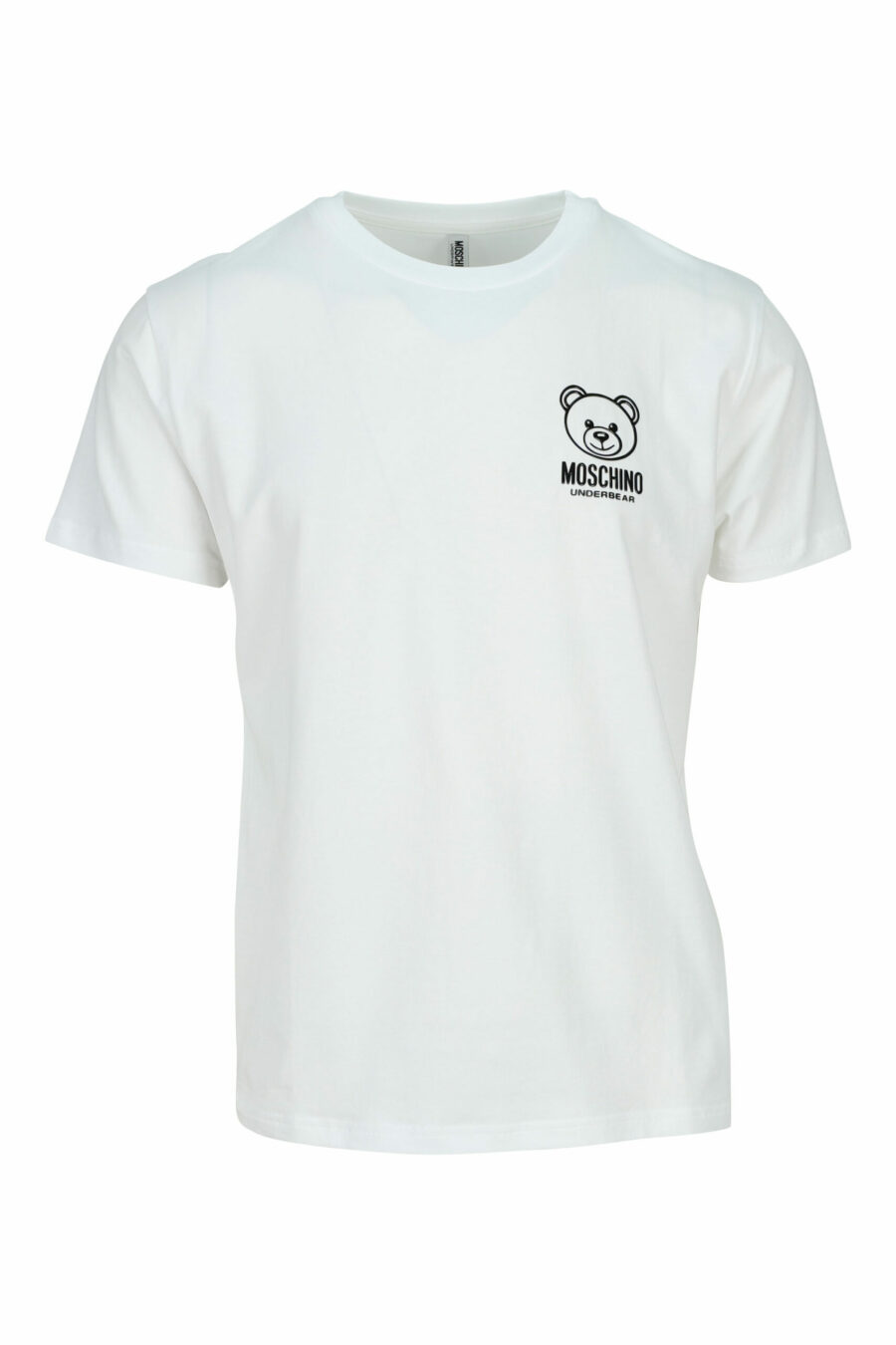 White T-shirt with mini-logo bear "underbear" in black rubber - 667113602585 scaled