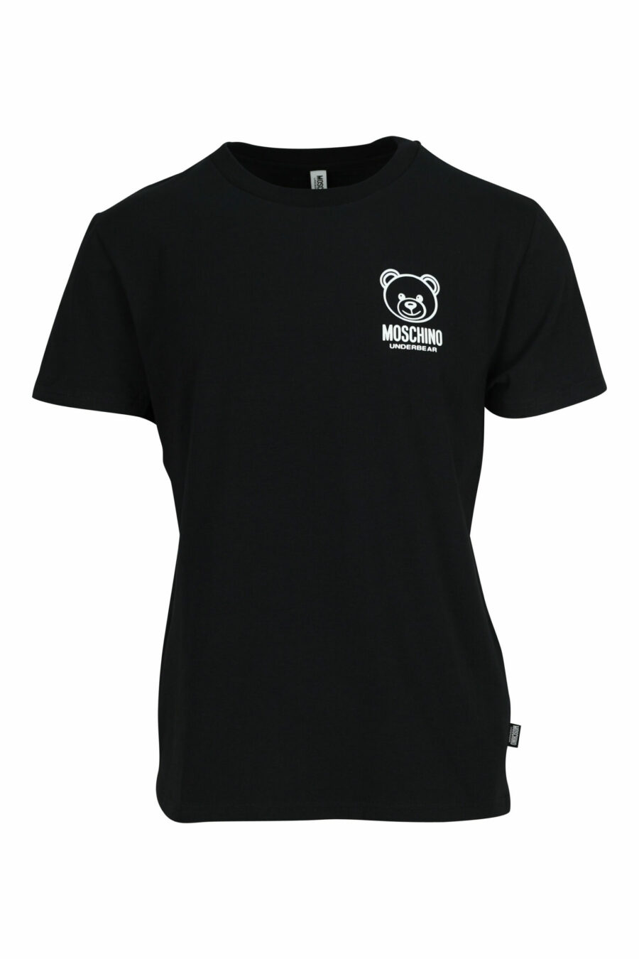 Black T-shirt with white rubberised bear minilogo "underbear" - 667113602639 scaled