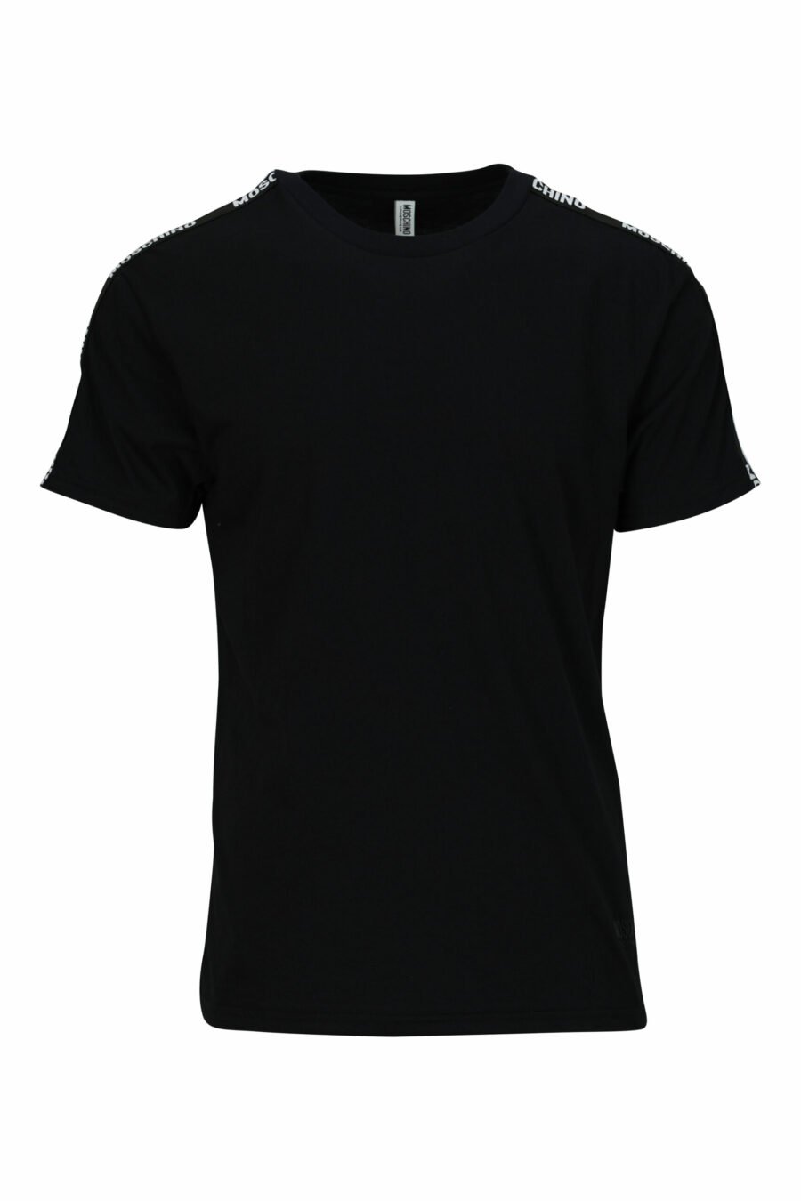 T-shirt noir avec mini-logo sur ruban - 667113602967 en échelle