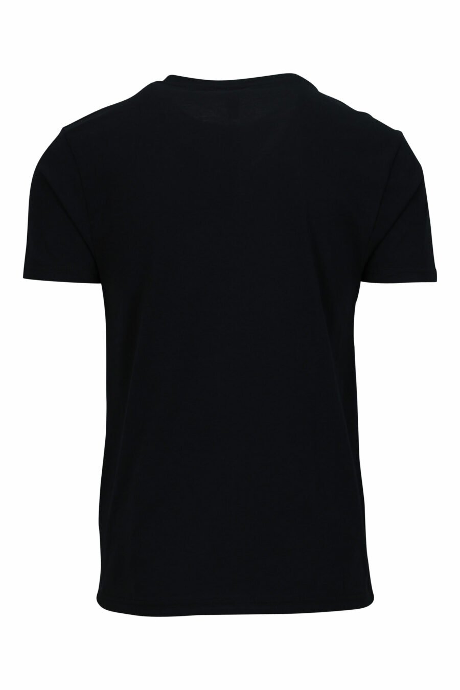 Black T-shirt with white logo with red ribbon detail on shoulders - 667113604275 1 scaled
