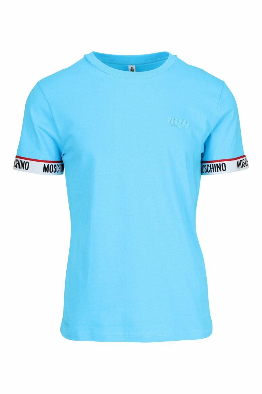 Tee-shirt bleu clair avec logo blanc sur les manches - 667113604626