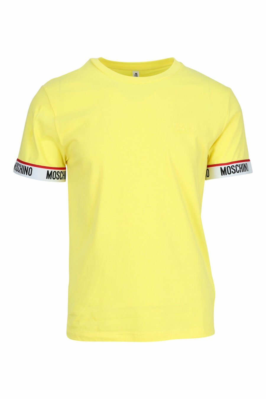 T-shirt jaune avec logo blanc sur les manches - 667113604671
