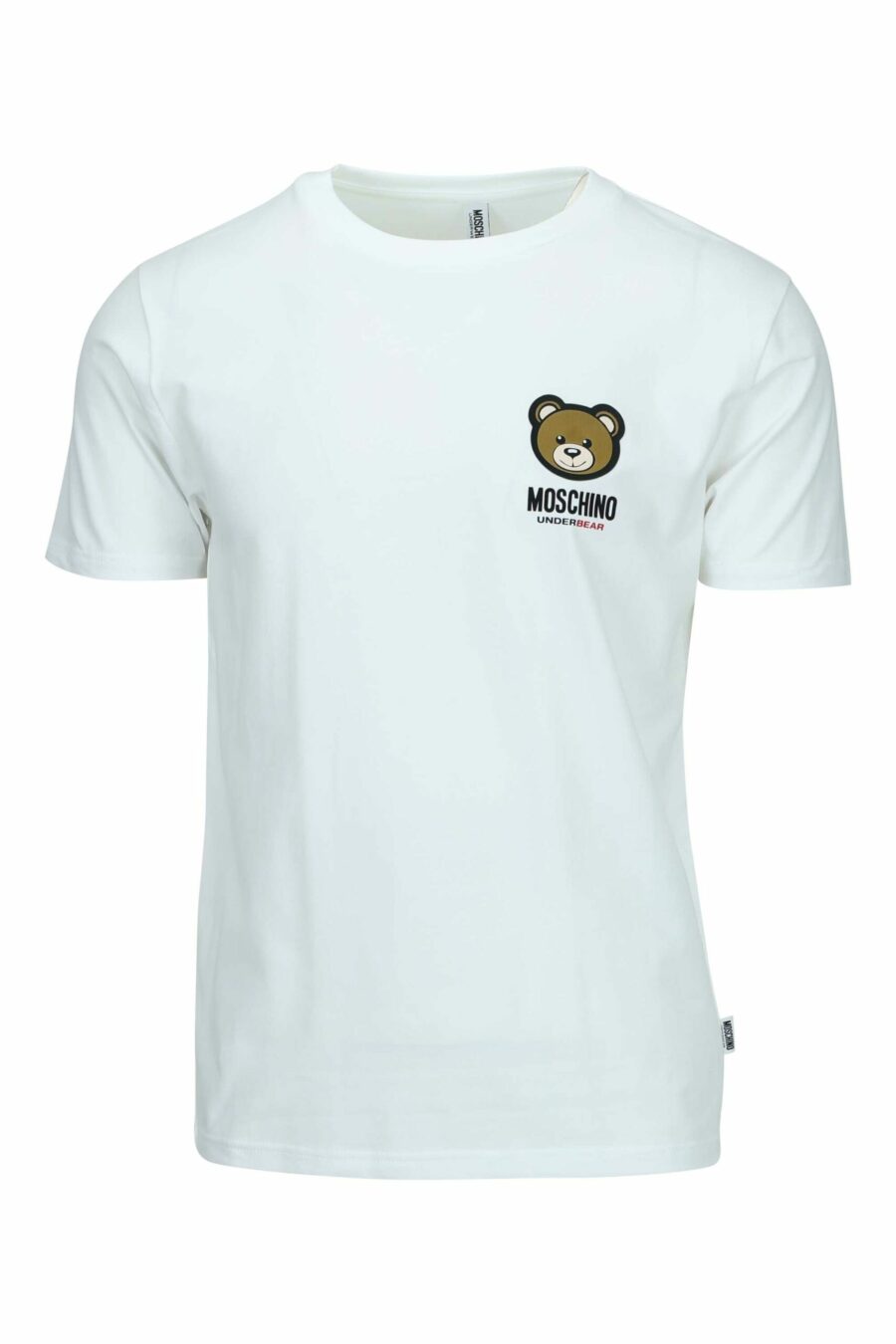 Weißes T-Shirt mit Mini-Logo-Bärenaufnäher "underbear" - 667113605678 skaliert
