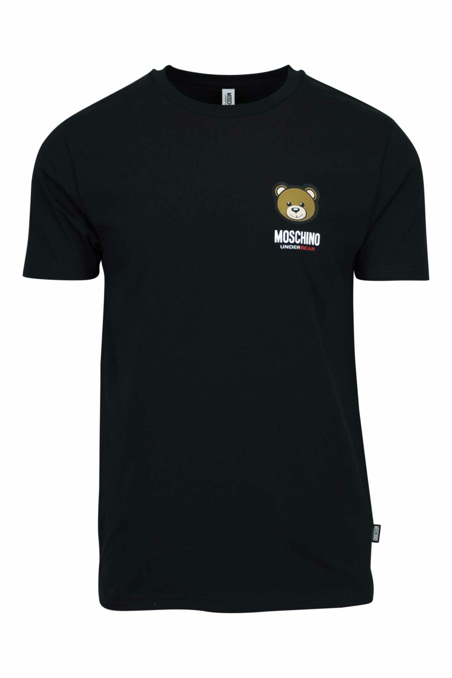 Schwarzes T-Shirt mit Mini-Logo-Bärenaufnäher "underbear" - 667113605739 skaliert
