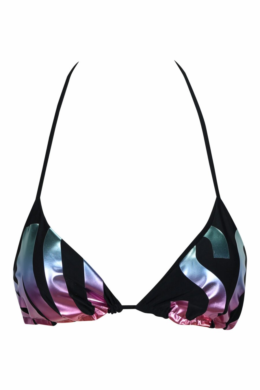 Haut de bikini noir avec maxi logo multicolore - 667113646091 écaillé