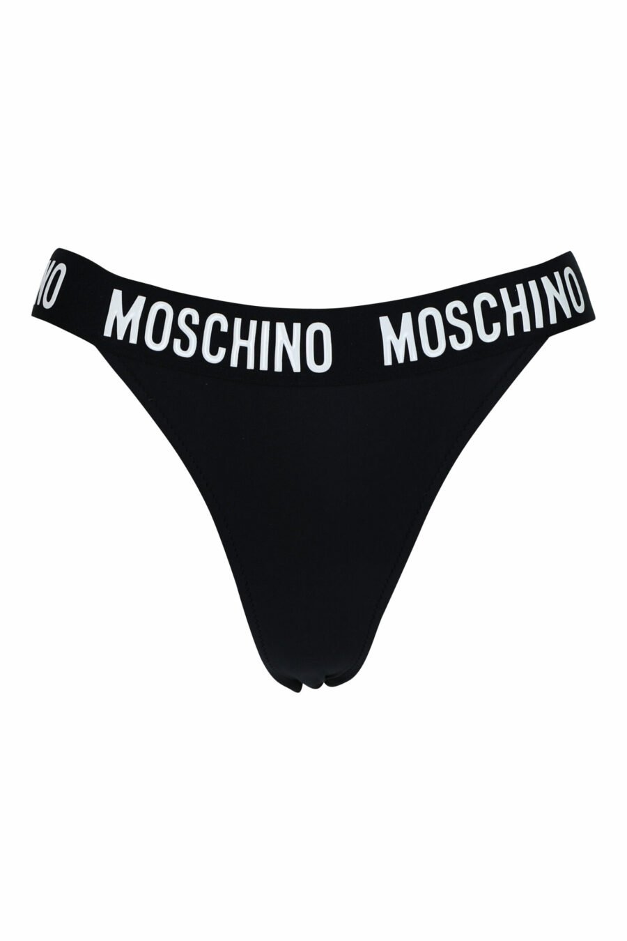 Braguita de bikini negra con logo en cinta blanco - 667113653235 scaled
