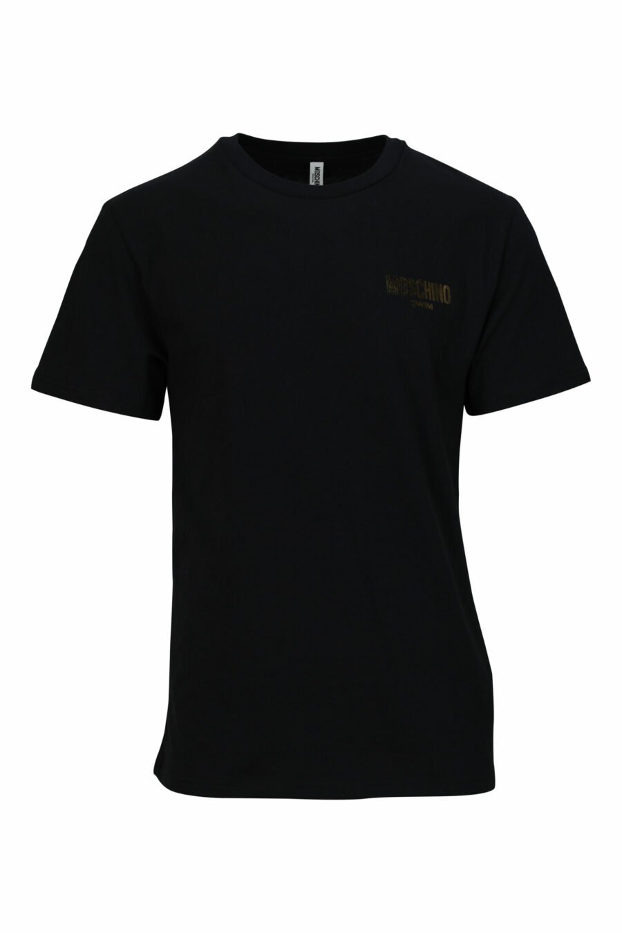 T-shirt preta com minilogo dourado "swim" - 667113673073 scaled