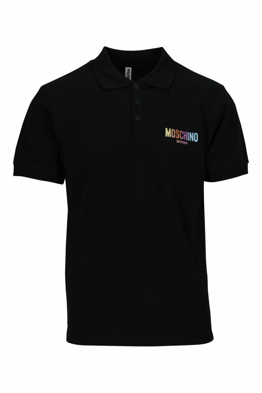 Black polo shirt with multicoloured mini-logo - 667113674803 scaled