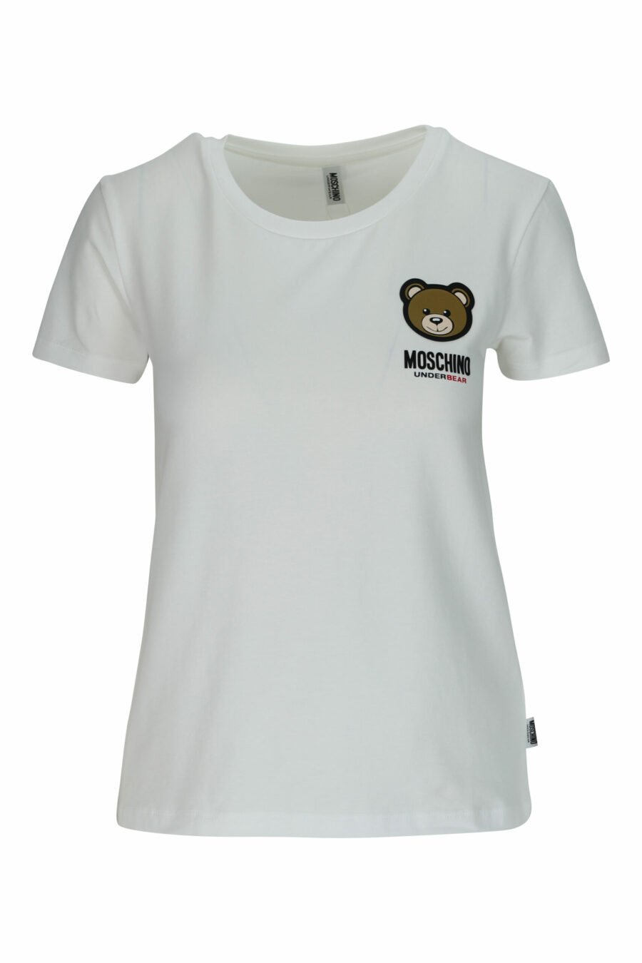 White T-shirt with bear logo "underbear" patch - 667113697321 scaled