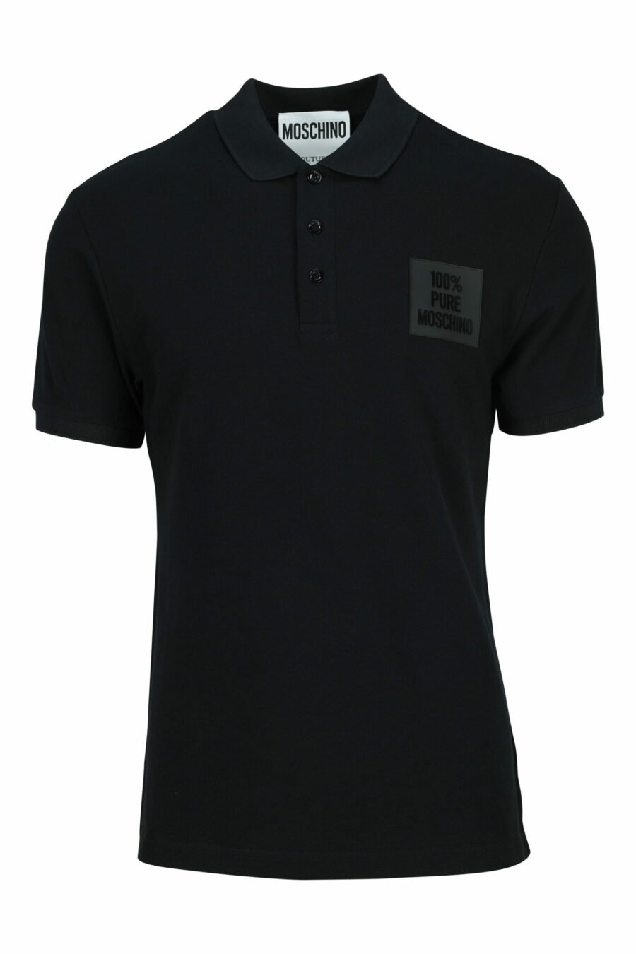 Schwarzes Poloshirt mit einfarbigem, quadratischem Logo - 667113765976 skaliert