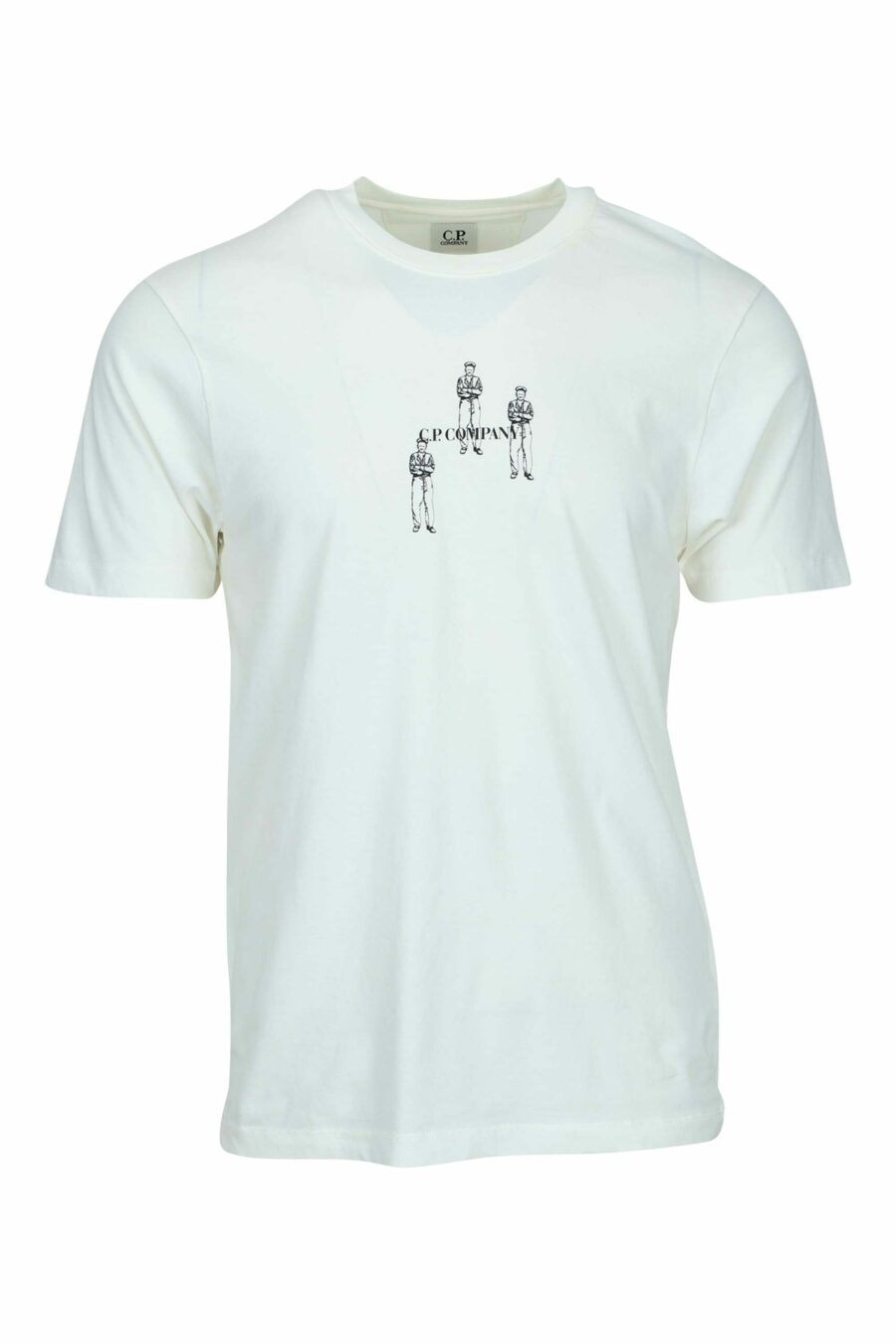Camiseta blanca con minilogo "cp" con marineros centrado - 7620943764369 scaled