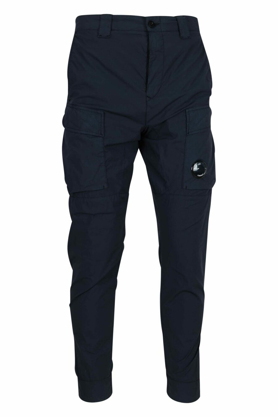Pantalon bleu foncé avec poches avant et mini logo en forme de lentille - 7620943806397 scaled