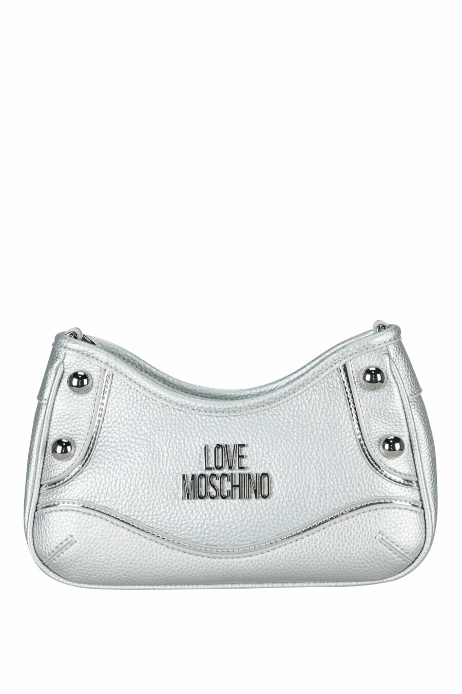 Silver leather shoulder bag with logo and gold details - 8050537397687 scaled