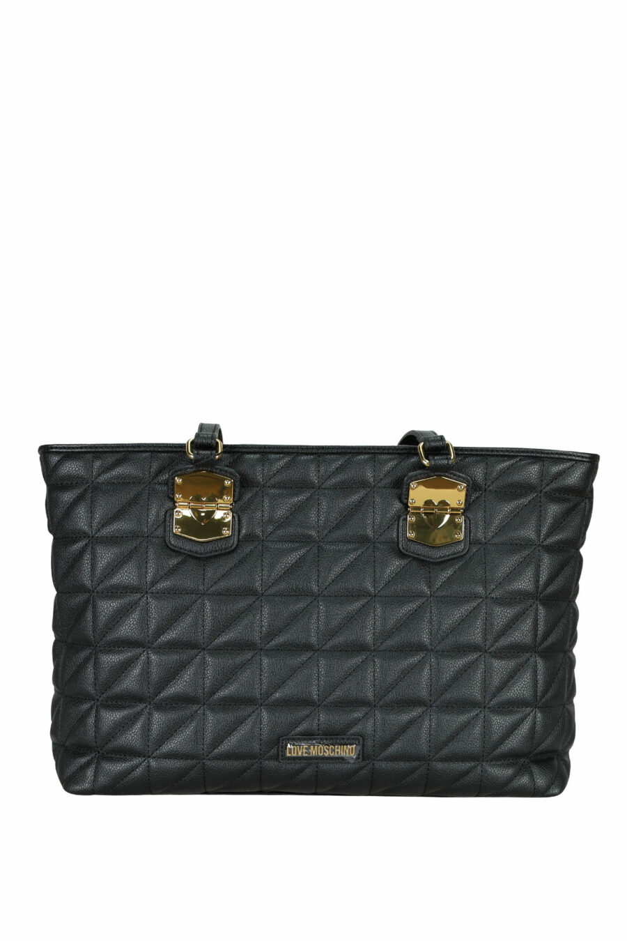 Black quilted shopper bag with gold lettering minilogue - 8050537994992 scaled