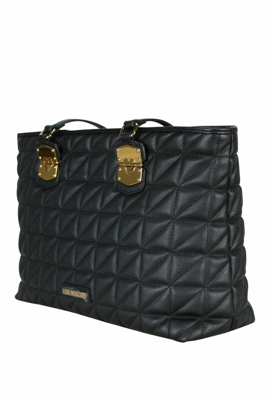 Black quilted shopper bag with gold lettering minilogue - 8050537994992 1 scaled