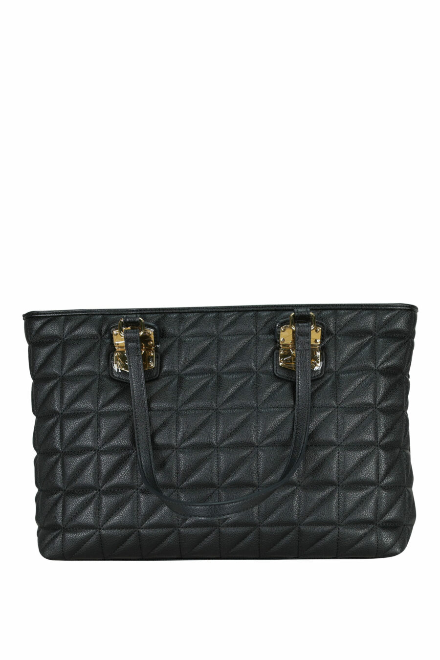 Black quilted shopper bag with gold lettering minilogue - 8050537994992 2 scaled