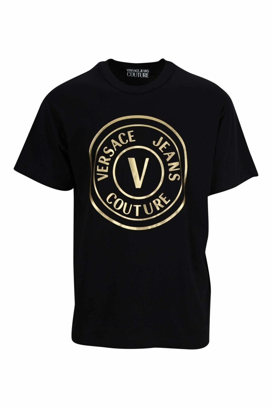 T-shirt noir avec "emblème" maxilogo circulaire doré - 8052019338058 scaled