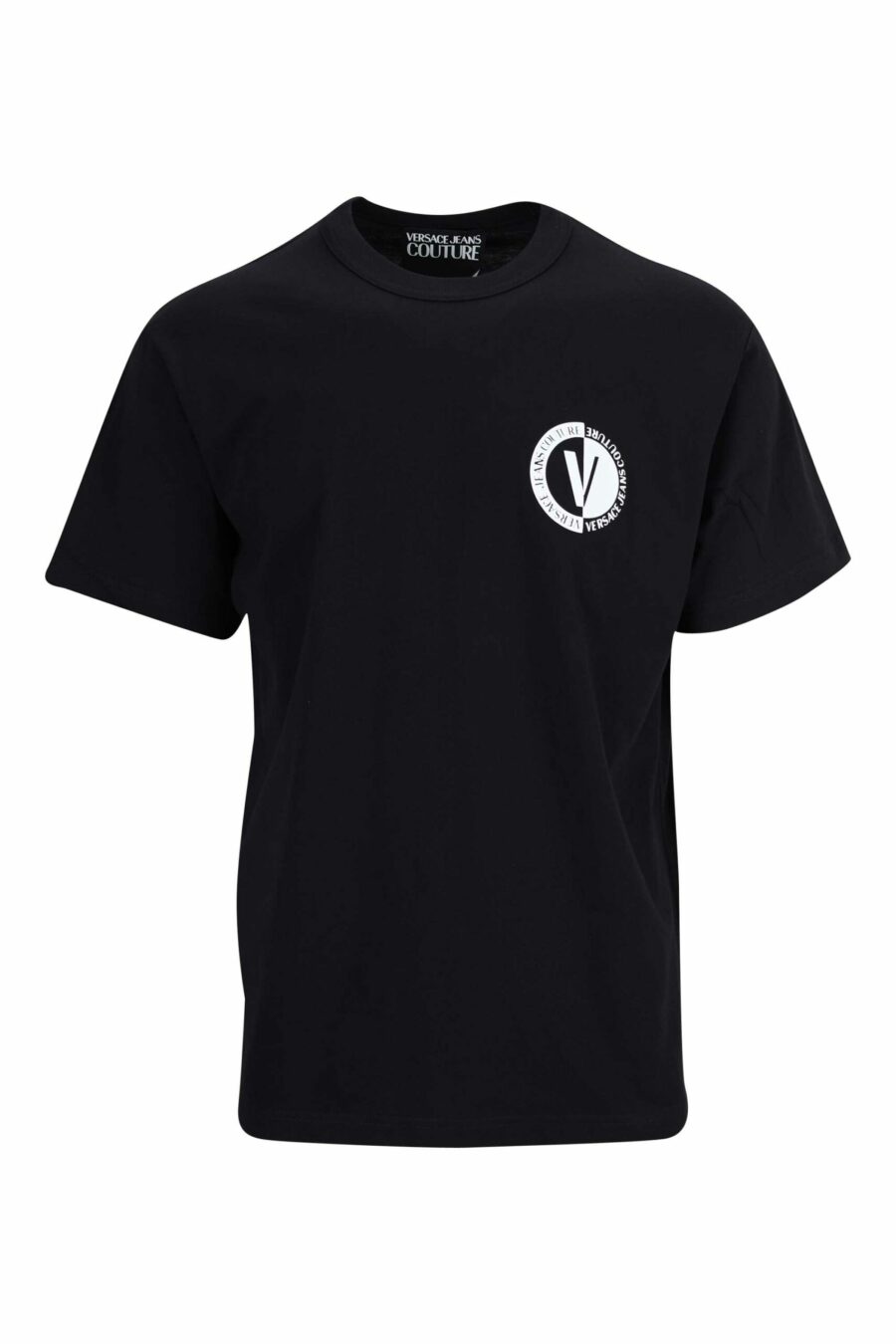 Black T-shirt with contrasting circular mini-logo - 8052019471700 scaled