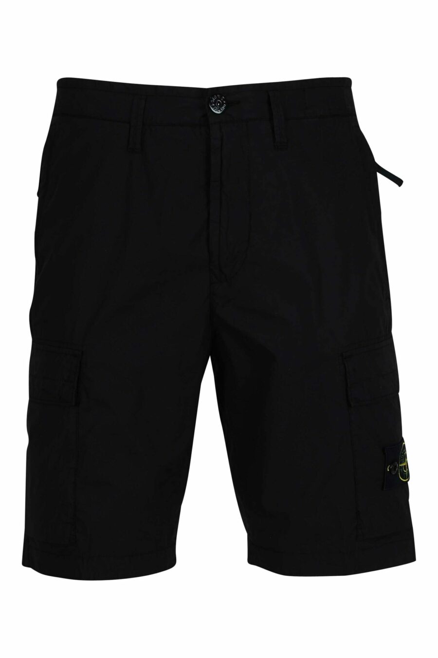Pantalón corto negro estilo cargo con logo parche brújula - 8052572851193 scaled
