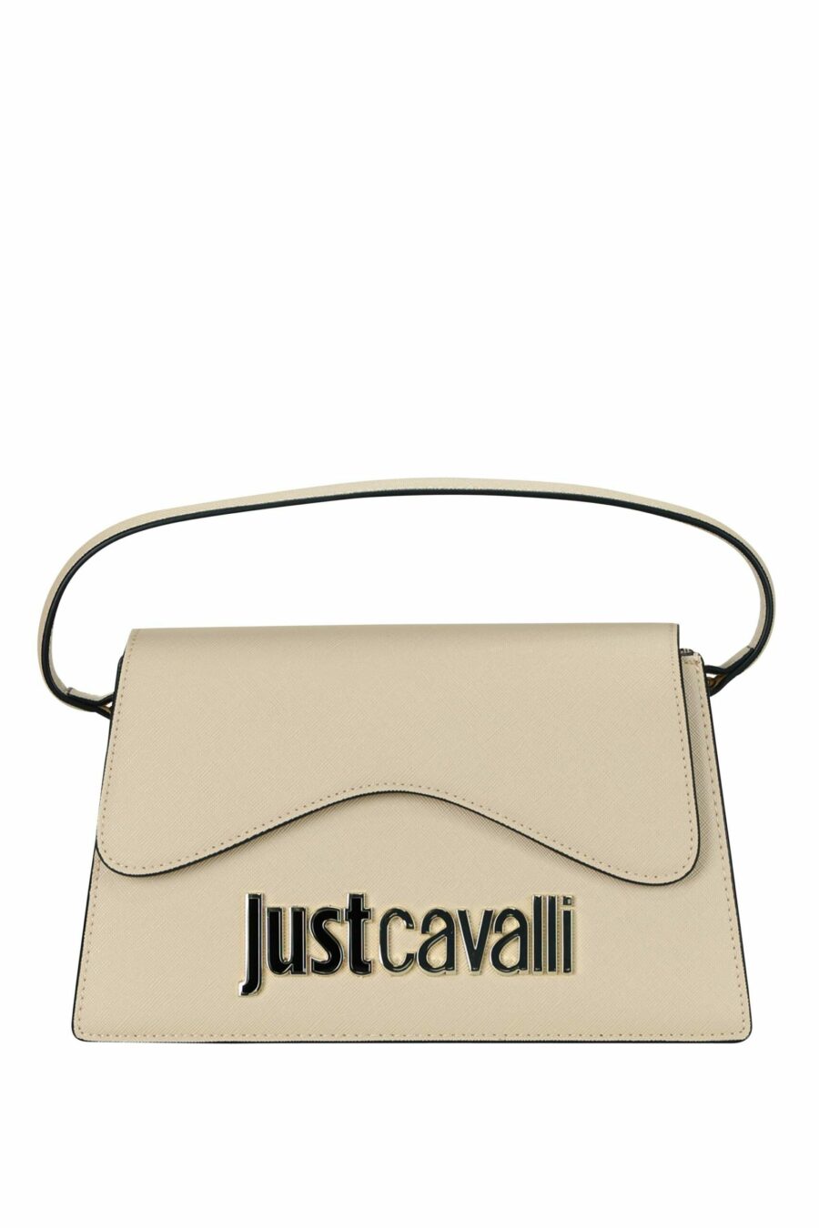 Beige shoulder bag with flap with silver lettering maxilogo - 8052672641670 scaled