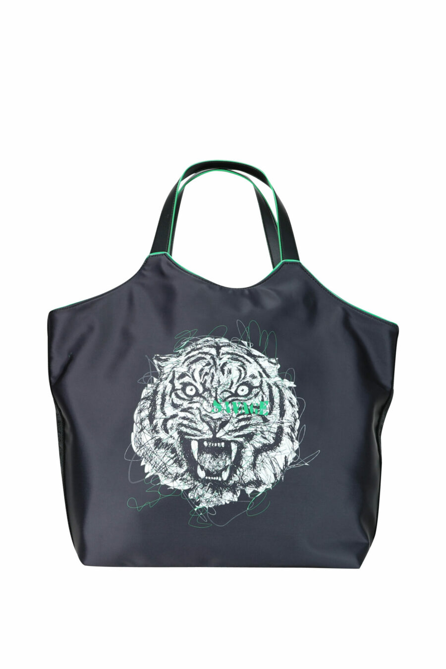 Tote bag negra con maxilogo tigre verde - 8052672642288 1 scaled