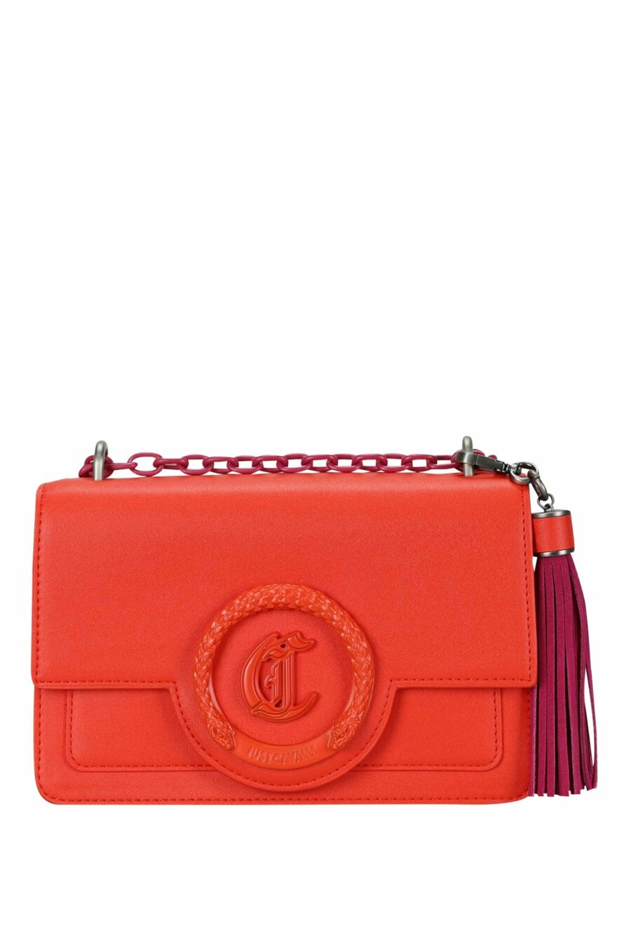 Coral coloured shoulder bag with chain and monochrome circular "c" logo - 8052672642684 scaled