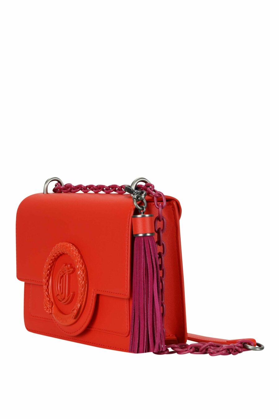 Coral coloured shoulder bag with chain and monochrome circular "c" logo - 8052672642684 1 scaled