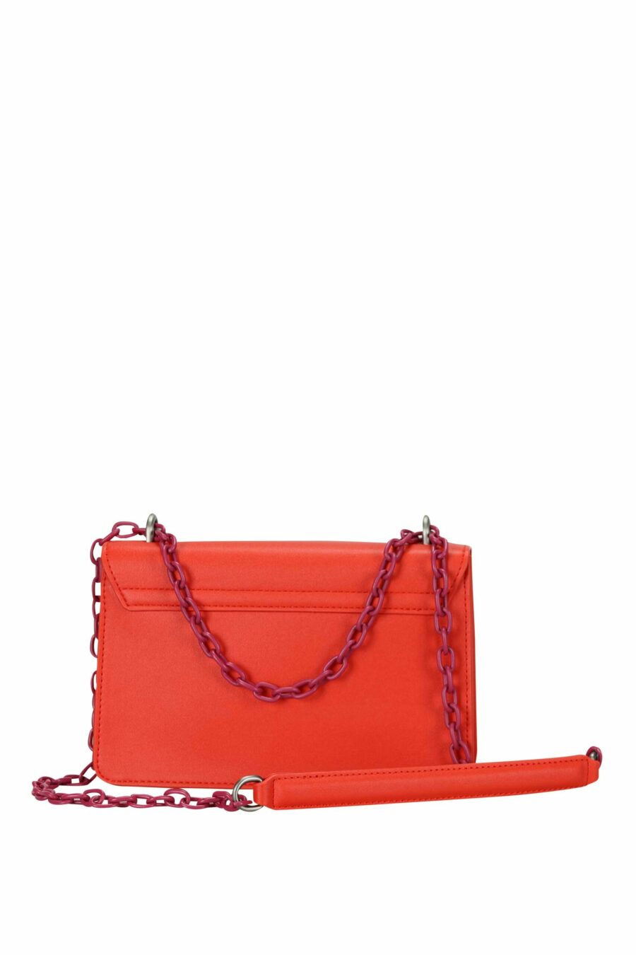 Coral coloured shoulder bag with chain and monochrome circular "c" logo - 8052672642684 2 scaled