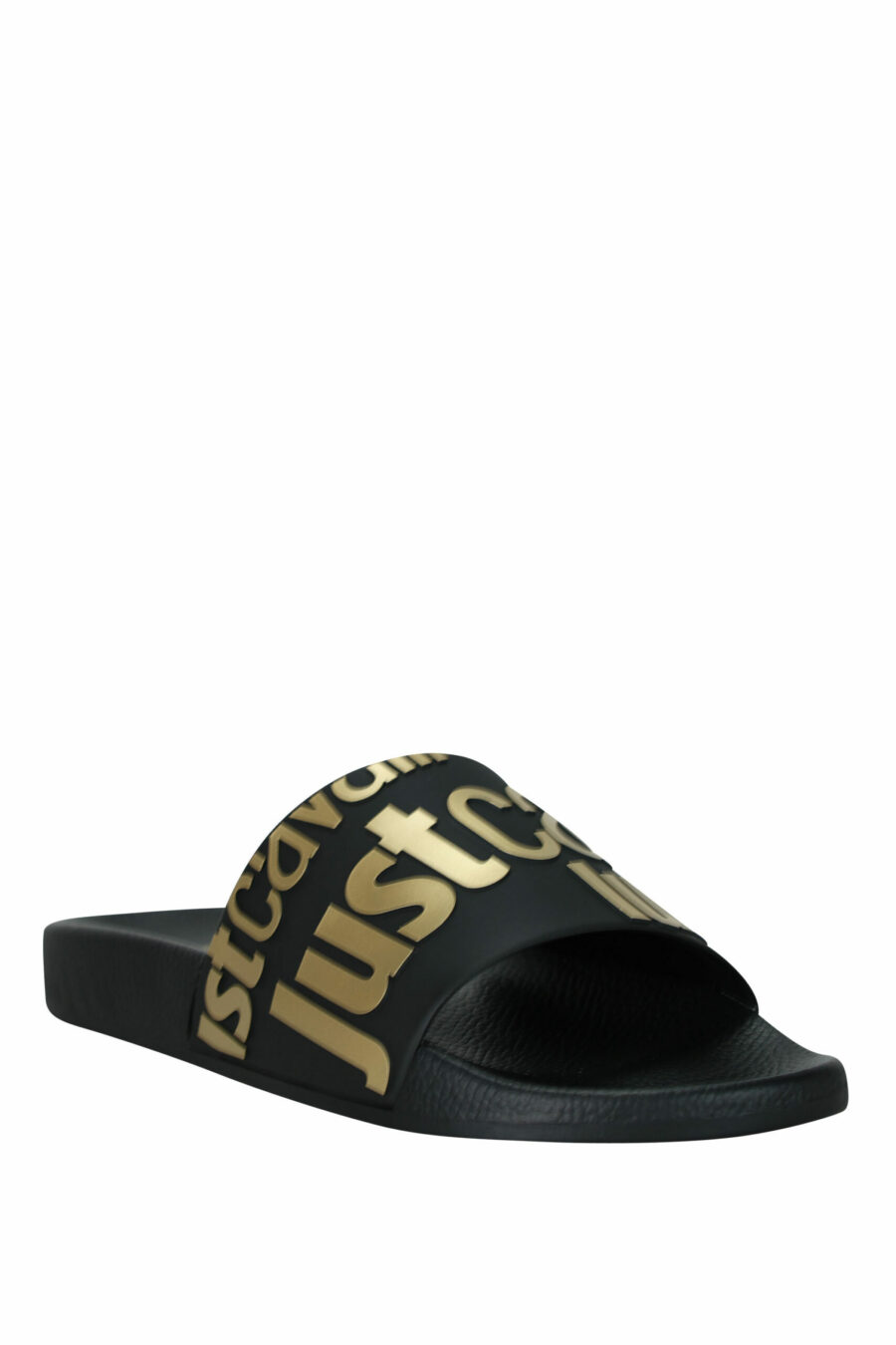 Black flip flops with gold "all over logo just cavalli" maxilogo - 8052672697158 1 scaled