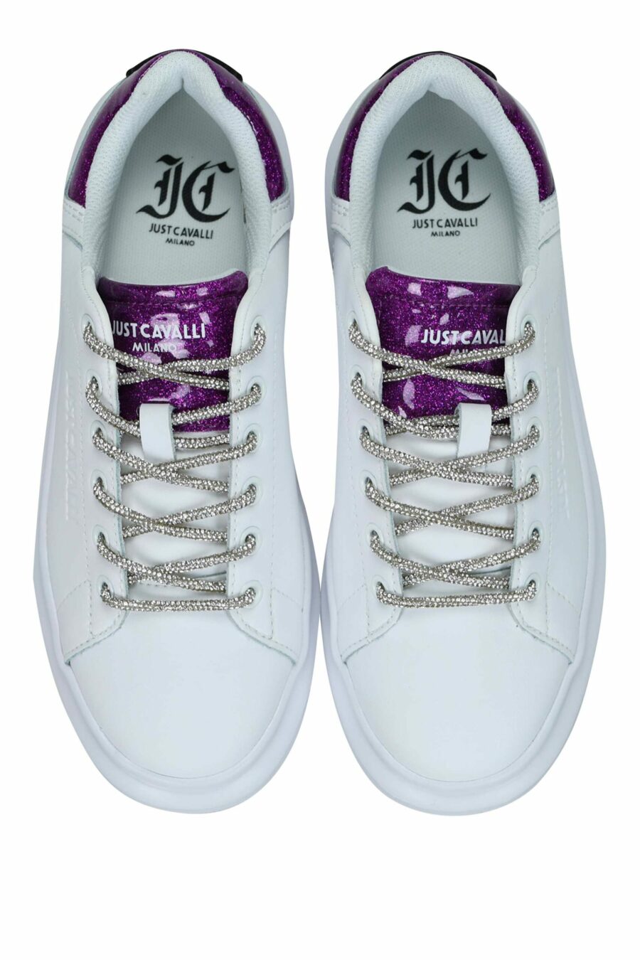 Zapatillas blancas con detalle plateado con purpurina y logo - 8052672731180 4 scaled