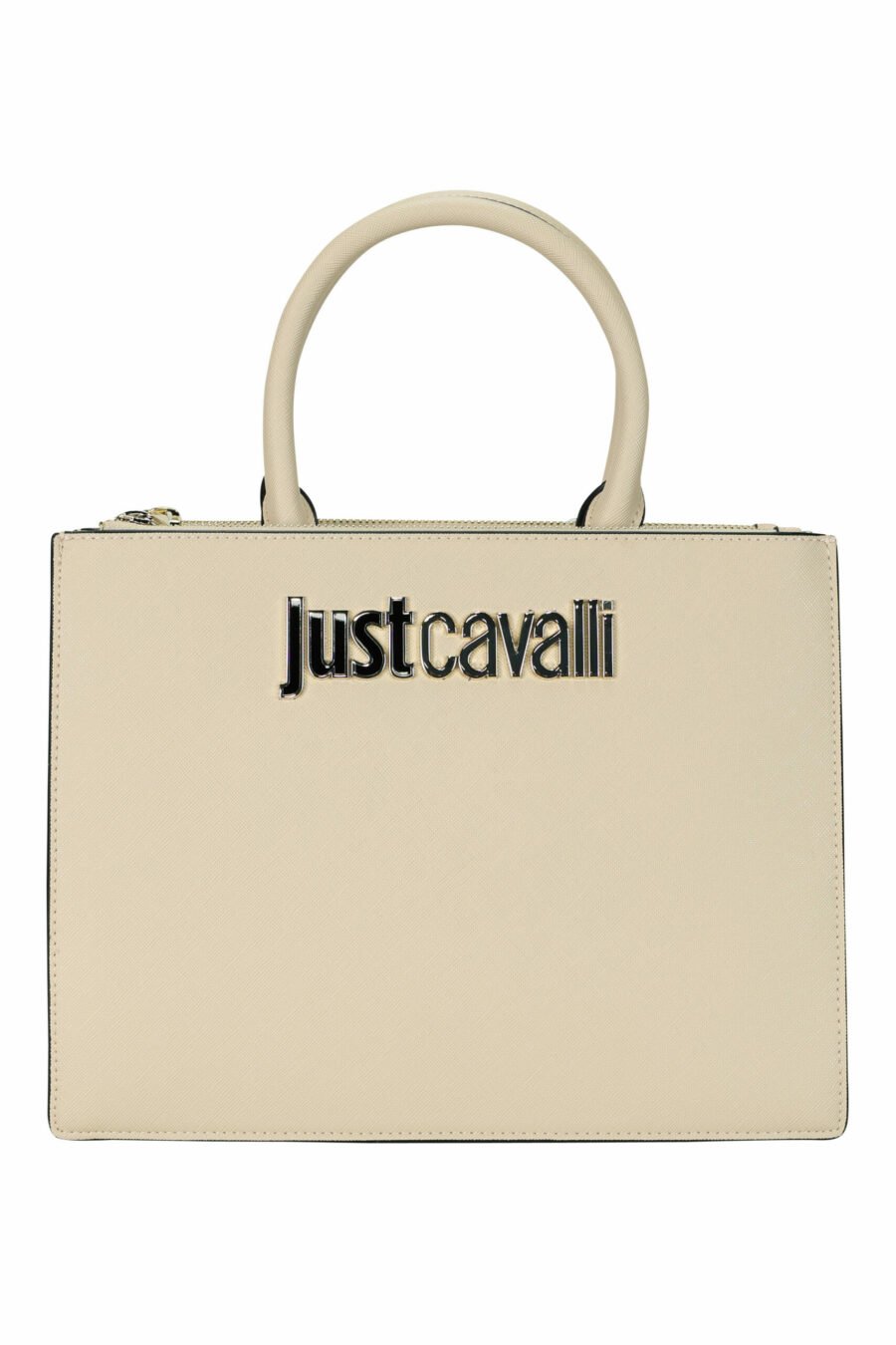 Beige handbag with gold maxilogo lettering - 8052672733894 scaled