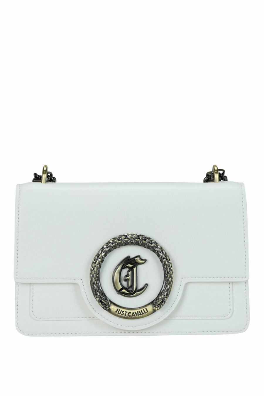 White square shoulder bag with chain and golden circular "c" logo - 8052672735584 scaled