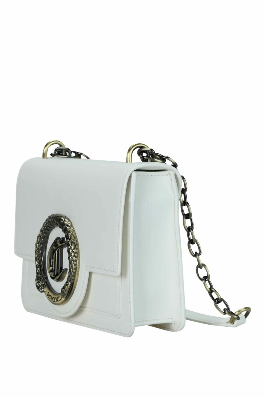 Bolso bandolera blanco cuadrado con cadena y logo circular "c" dorado - 8052672735584 1 scaled