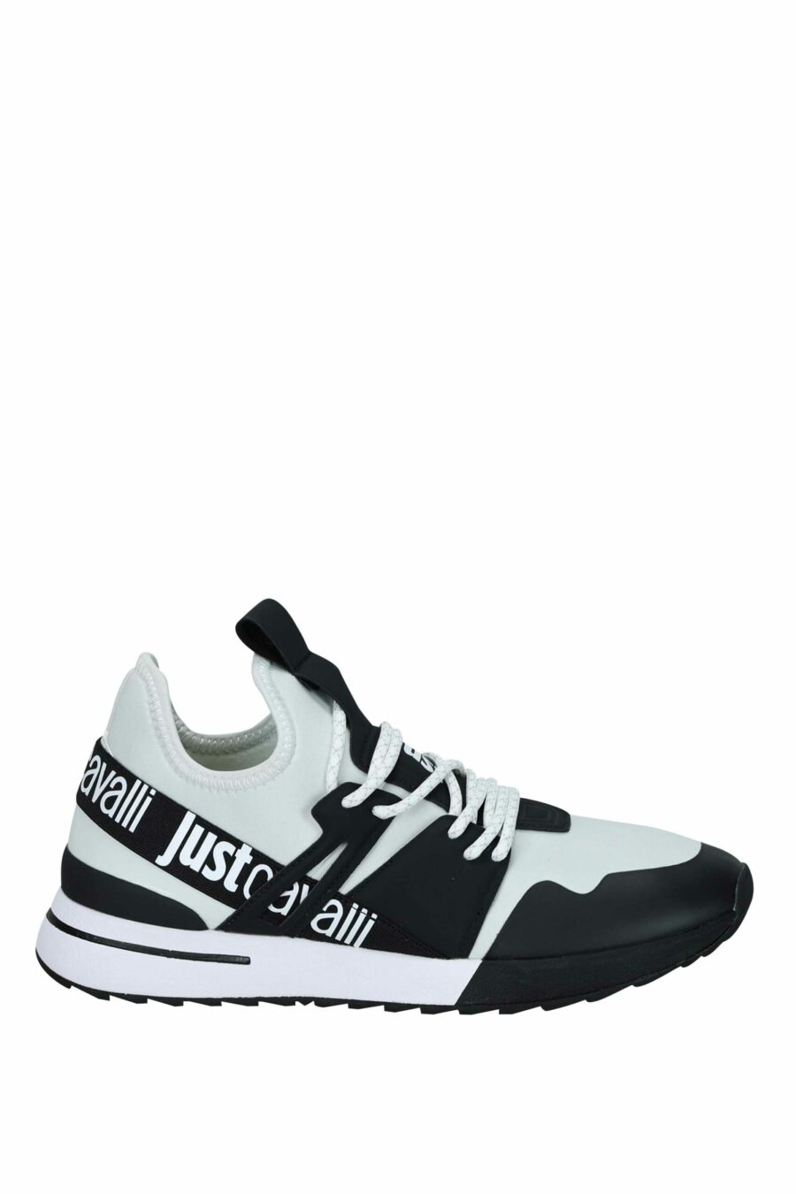 Zapatillas bicolor blancas y negras con logo en cinta - 8052672738127 scaled