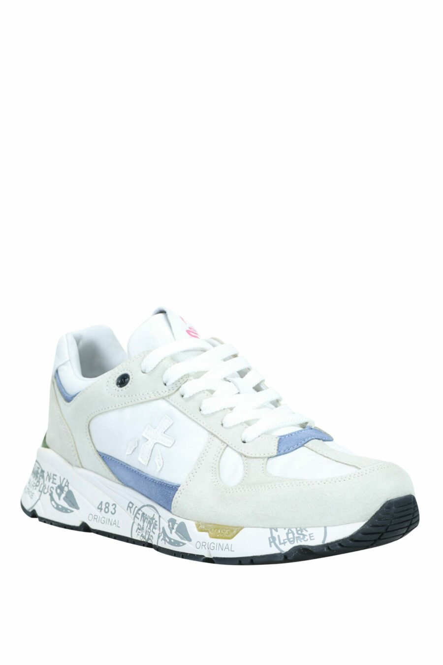 White trainers with blue and green detail "Mase 6625" - 8053680270296 1 scaled