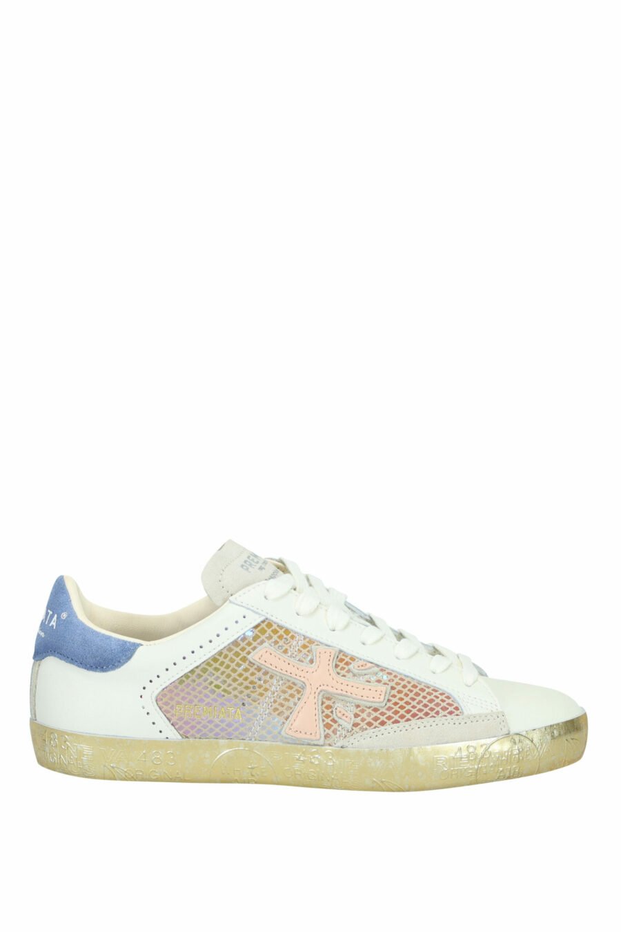 Multicoloured white trainers with gold sole "Stevend 6666" - 8053680396552 scaled