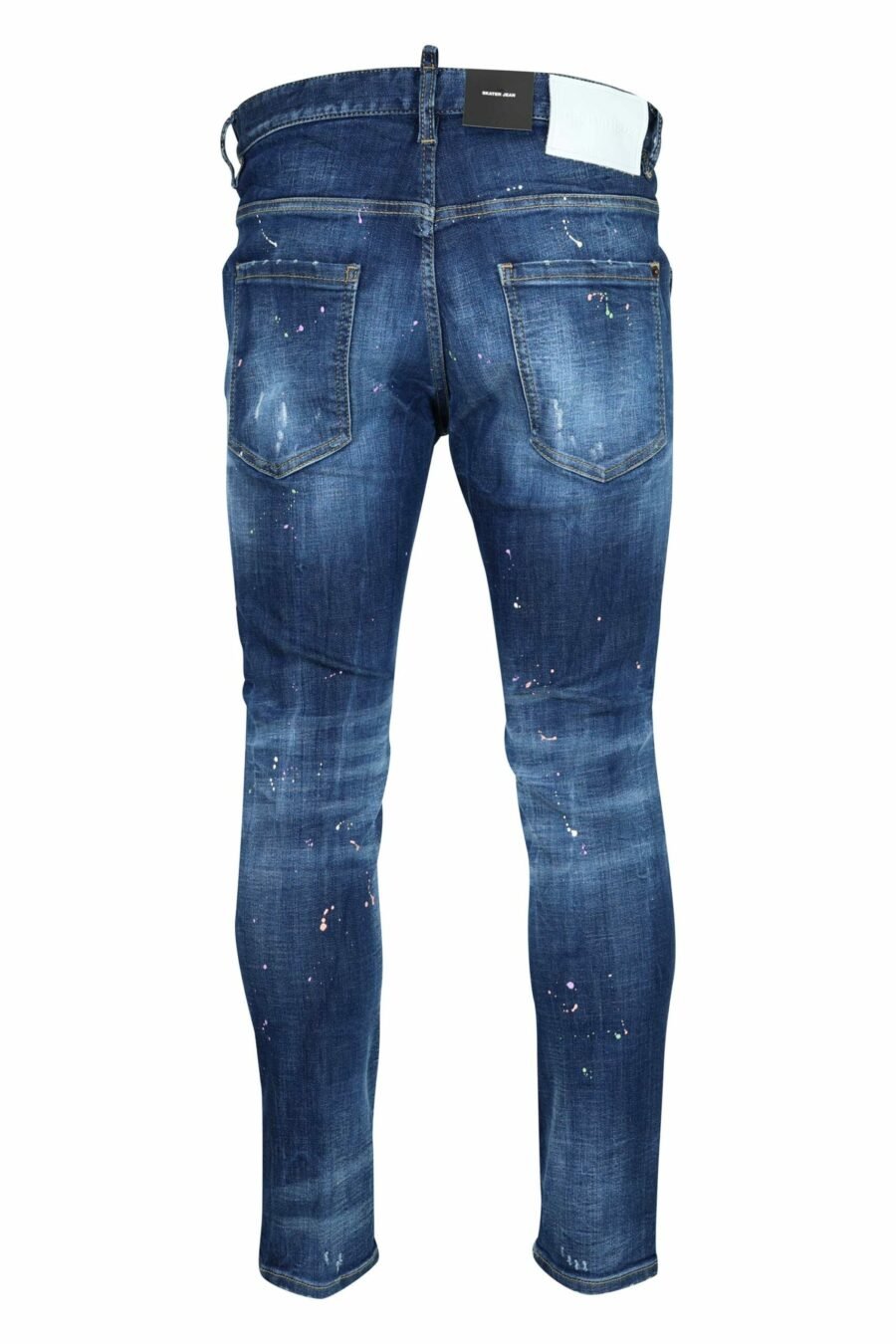 Calças de ganga "skater jean" azuis escuras com tinta branca - 8054148527457 2 scaled